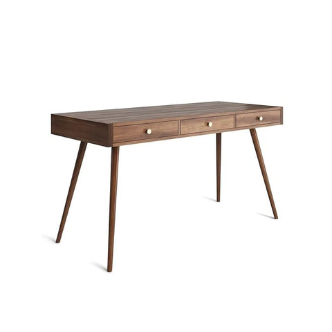 ONIJA  heesham Wooden Finish Study Table for Students Laptop Office Desk Workstation Writing Tables Natural Finish (3 Drawer)