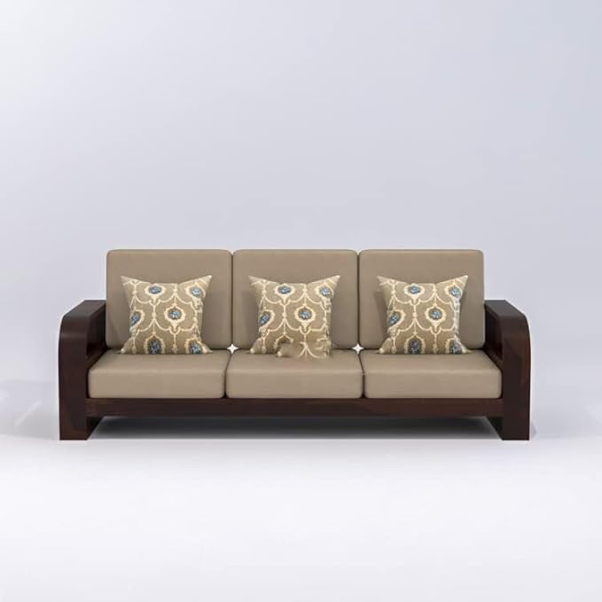 ONIJA Sheesham Wood 5 Seater Sofa for Living Room Bedroom Hall Home Office Wooden 5 Seater Sofa Furniture (Walnut Finish)
