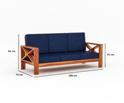 ONIJA Solid Sheesham Wooden 3 Seater Sofa Set for Living Room Honey Finish