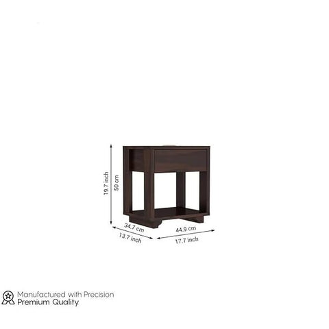 ONIJA  Bedside Table for Bedroom | Nightstand Bedside Lamp Holder End Table with Drawer & Shelf Storage for Living Room - WALNUT FINISH