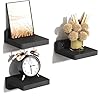 ONIJA Small Floating Shelves, Set Of 3 Black Shelves For Wall Decor & Storage | Wall Mounted Small Wall Shelf | Mini Display Shelf For Living Room, Bathroom, Kitchen & Bedroom Decor - Sheesham