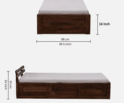 Orvion Sheesham Wood Single Bed With Storage (Honey Finish)