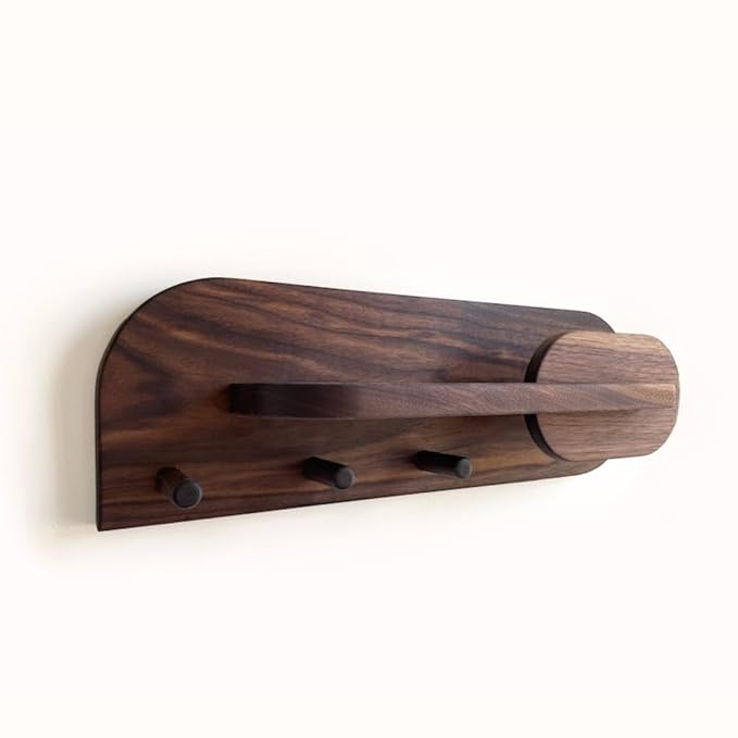 ONIJA Sheesham Wood Key Stand for Wall, Wooden Key Holder for Home, Key Chain Holder with 5 Hooks, Designer Key Chain Stand, Wall Stylish Key Stand for Entryway & Office Decor