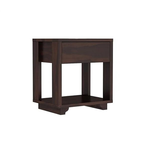 ONIJA  Bedside Table for Bedroom | Nightstand Bedside Lamp Holder End Table with Drawer & Shelf Storage for Living Room - WALNUT FINISH