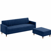 Modern Navy Blue L-Shaped Sectional Sofa