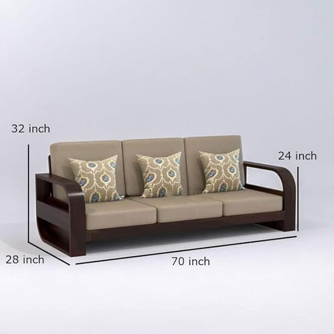 ONIJA Sheesham Wood 5 Seater Sofa for Living Room Bedroom Hall Home Office Wooden 5 Seater Sofa Furniture (Walnut Finish)