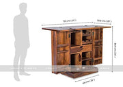 ONIJA Wooden Bar Cabinet | Home Bar Furniture with Wine Rack & Drawer | Honey