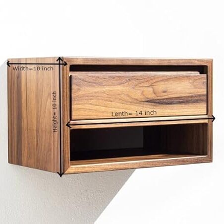 ONIJA Wooden Bedside Table for Bedroom | Wooden Nightstand Lamp Table with 1 Drawer & Shelf