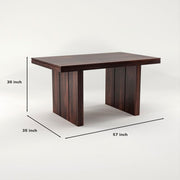 ONIJA Solid Sheesham Wood Dining Room Sets 6 Seater Poster Dining Table with 6 Cushions Chairs Walnut Finish