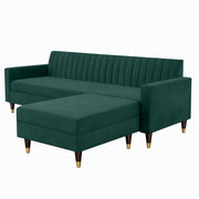 Modern Dark Green L-Shaped Sectional Sofa