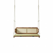 Modern Wooden Hanging Swing with Cane Backrest