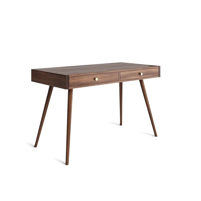 ONIJA  heesham Wooden Finish Study Table for Students Laptop Office Desk Workstation Writing Tables Natural Finish (2 Drawer)