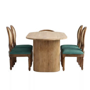 Wooden Dining Table Set with Cane Chairs
