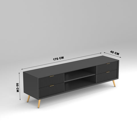 ONIJA Modern TV Unit Cabinet for Living Room | Premium Wooden Media Console with Storage Shelves