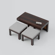 Onija Solid Wood Cane Coffee Table with Hidden Seating