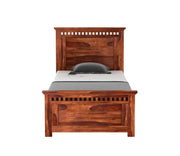Adolph Sheesham Wood Single Bed Without Storage (Honey Finish)