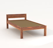 Slatty Sheesham Wood Single Bed Without Storage (Honey Finish)