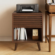Onija Wooden Bedside Table with Fluted Drawer & Open Shelf