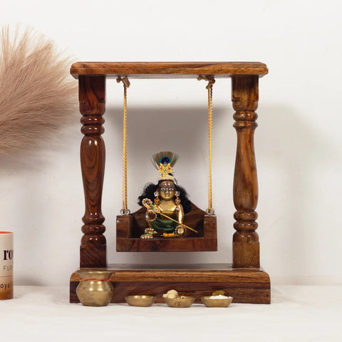 ONIJA SheeshamWood Handcrafted Laddu Gopal,Traditional Design Jhula