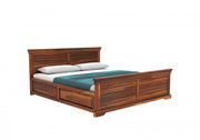 Lavorian Sheesham Wood King Size Bed With Storage (Honey Finish)