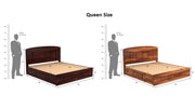 Kyoran Sheesham Wood Queen Size Bed With Storage (Honey Finish)