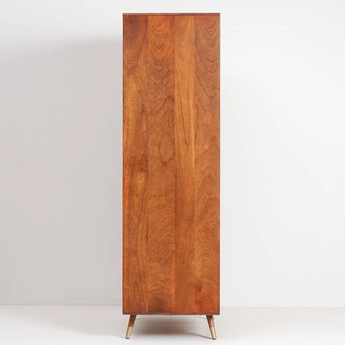 ONIJA Solid Sheesham Wood Rattan Cane Wardrobe | 2-Door Almirah with 3 Drawers, 6 Storage Shelves, 1 Hanging Rod Space | Wooden Cupboard, Bedroom Closet and Dresser | Honey Finish