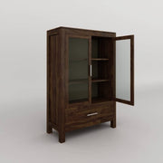 Classic Solid Wood Glass Door Crockery & Display Cabinet with Drawer