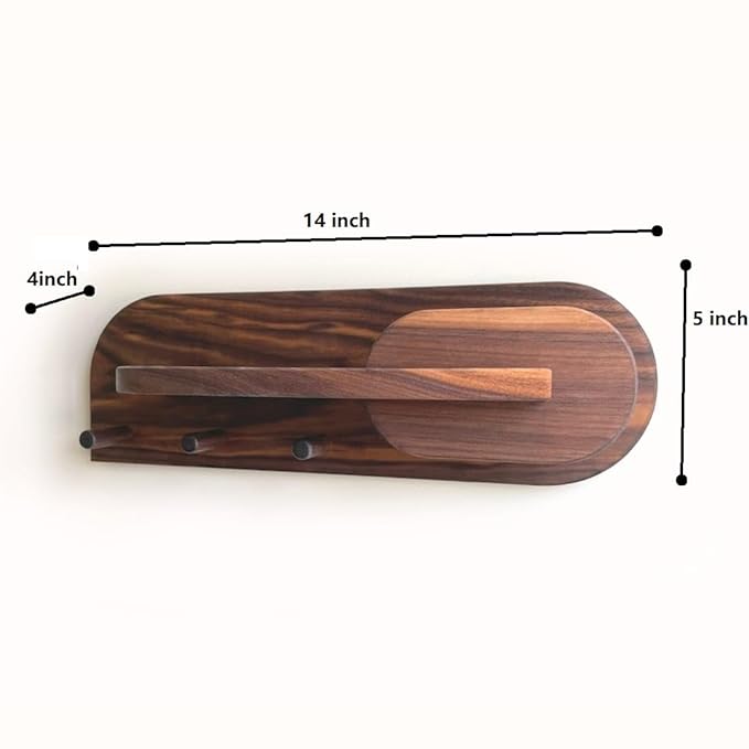 ONIJA Sheesham Wood Key Stand for Wall, Wooden Key Holder for Home, Key Chain Holder with 5 Hooks, Designer Key Chain Stand, Wall Stylish Key Stand for Entryway & Office Decor