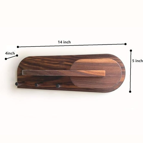 ONIJA Sheesham Wood Key Stand for Wall, Wooden Key Holder for Home, Key Chain Holder with 5 Hooks, Designer Key Chain Stand, Wall Stylish Key Stand for Entryway & Office Decor