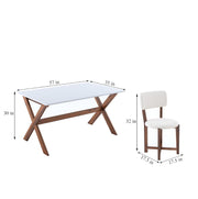 6 Seater Dining Table Set with Wooden X-Leg Chairs