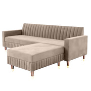Modern Beige L-Shaped Sofa with Chaise | Premium Fabric Sofa