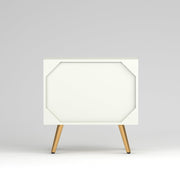 ONIJA Wooden Bedside Table for Bedroom | Wooden Bed Side Nightstand Lamp Table with 2 Drawers (B-White)