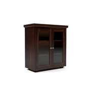 ONIJA Sheesham Wood Bookcase Cabinet with Glass Doors
