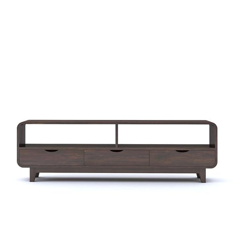 ONIJA Solid Sheesham Wood TV Cabinet with 3 Drawer Storage TV Stand Table Wooden Furniture Entertainment Unit for Living Room Home