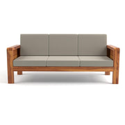 ONIJA Solid Sheesham Wooden 6 Seater Sofa for Living Room | Solid Wood Sofa with Cane Side Panel | Rosewood Sofa Set for Home & Office | Lounge (Honey)