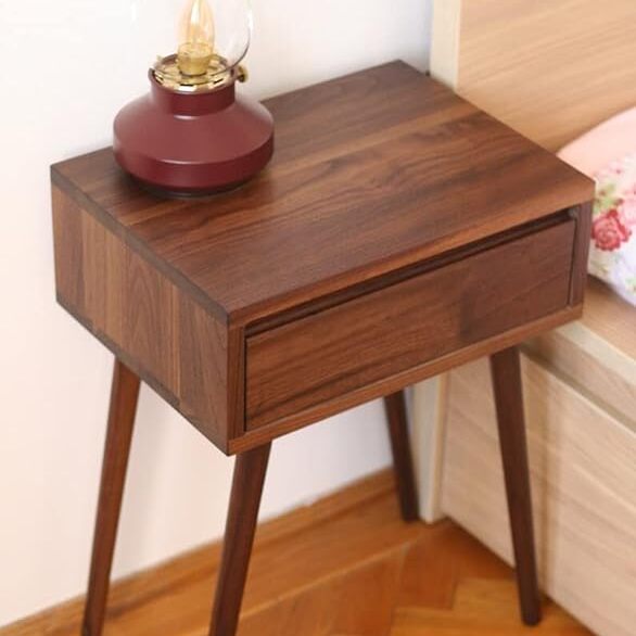 ONIJA  Wooden Bedside Table for Bedroom/Nightstand | Wooden Nightstand Lamp Table with 1 Drawer
