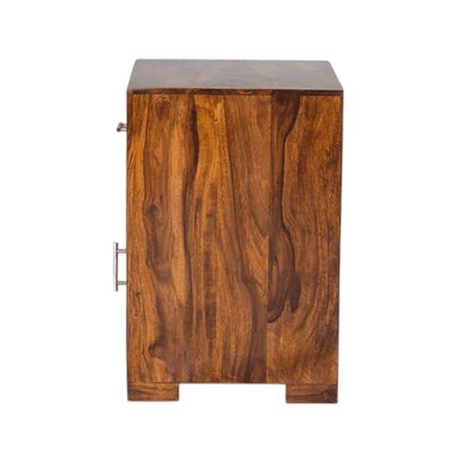 ONIJA Sheesham Wood Bedside Table, Modern Storage Cabinet with Drawer, 50 x 40 x 60 cm, Natural Brown