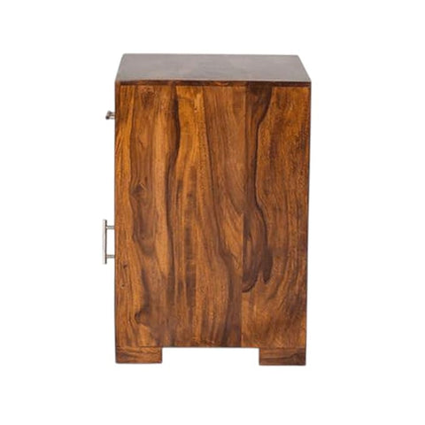 ONIJA Sheesham Wood Bedside Table, Modern Storage Cabinet with Drawer, 50 x 40 x 60 cm, Natural Brown