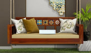 Modern Wooden Hanging Swing Sofa with Cushions