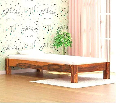 ONIJA Solid Sheesham Wood Single Bed for Kids Room/Bedroom| Solid Wood Single Bed (Finish Color - Honey) Easy to Assemble, DIY(Do-It-Yourself)