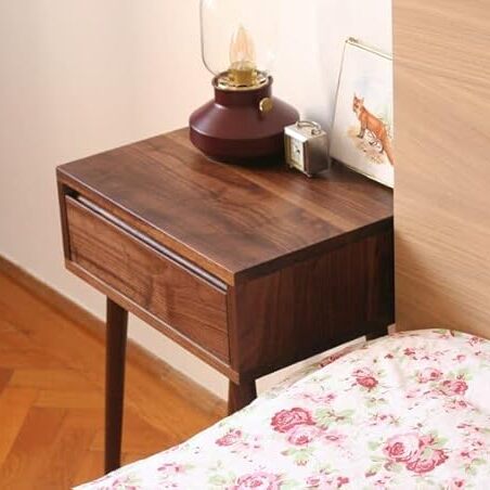 ONIJA  Wooden Bedside Table for Bedroom/Nightstand | Wooden Nightstand Lamp Table with 1 Drawer