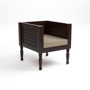 Dark Brown Carved Wooden Accent Chair