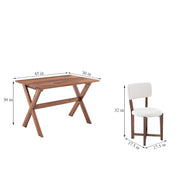 6 Seater Wooden Dining Table Set with Upholstered Chairs