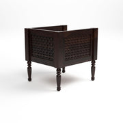 Dark Brown Carved Wooden Accent Chair