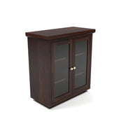 ONIJA Sheesham Wood Bookcase Cabinet with Glass Doors