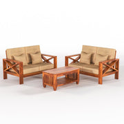 ONIJA Solid Sheesham Wooden 4 Seater Sofa Set for Living Room, 2+2 Seater Sofa Sets   Honey Finish