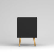 ONIJA Wooden Bedside Table for Bedroom | Wooden Bed Side Nightstand Lamp Table with 2 Drawers (B-Black)
