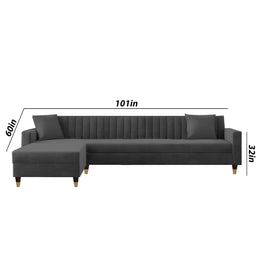 Modern Dark Grey L-Shaped Sofa with Chaise