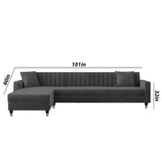 Dark Grey L-Shaped Sofa with Chaise | Modern Sectional Sofa