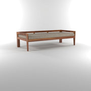 Modern Wooden 3 Seater Sofa Bench with Grey Cushion